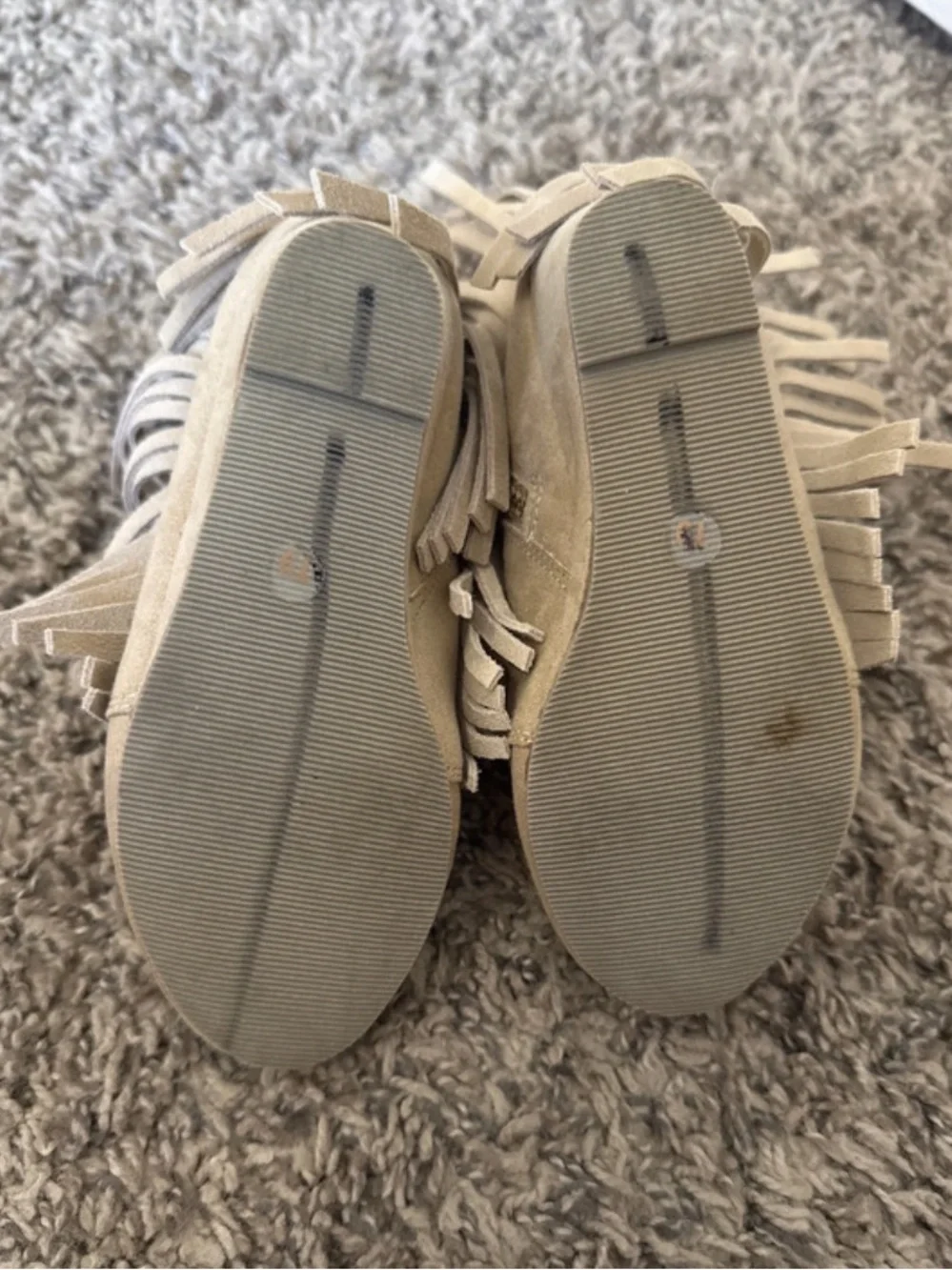 Joyfolie Tan and Gold Fringe High-Top Boots for Kids